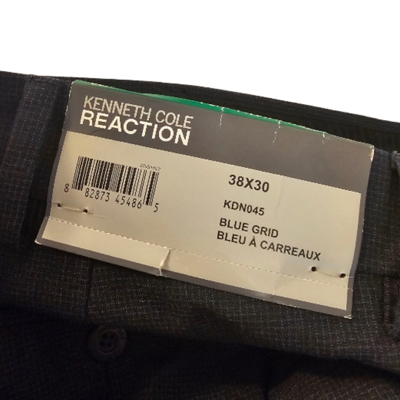 Blue Kenneth Cole Reaction Men's Grid Dress Pants - Picture 5 of 11